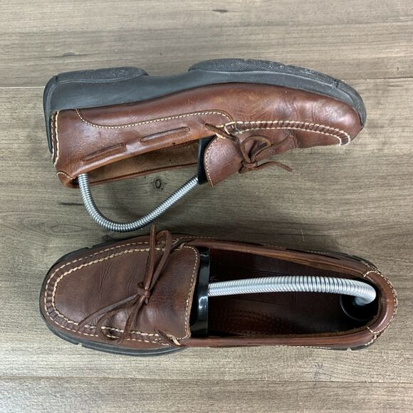 Cole Haan Boat Shoes Mens Brown Leather Casual Moc Toe Slip On Loafers Size 9 M - Picture 1 of 12